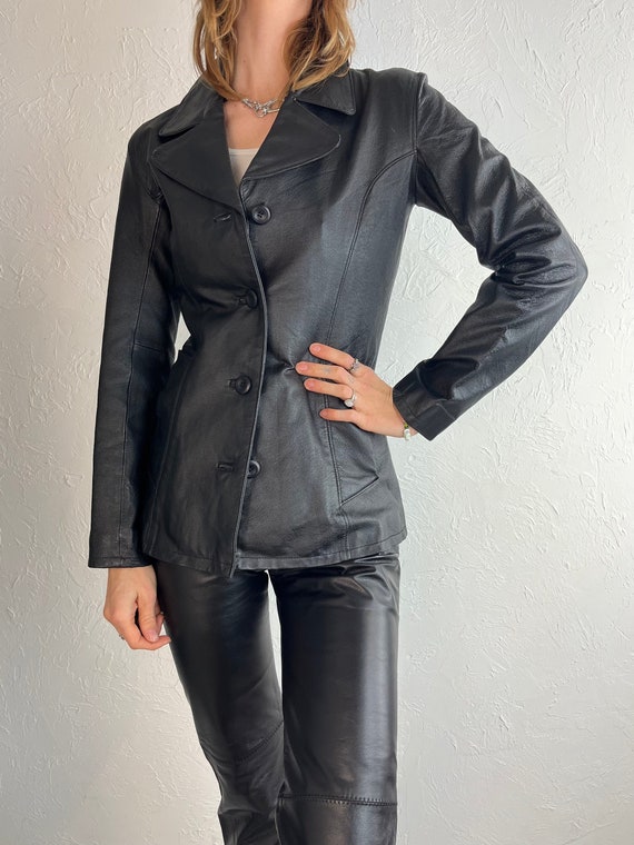 Black leather jacket xs deals