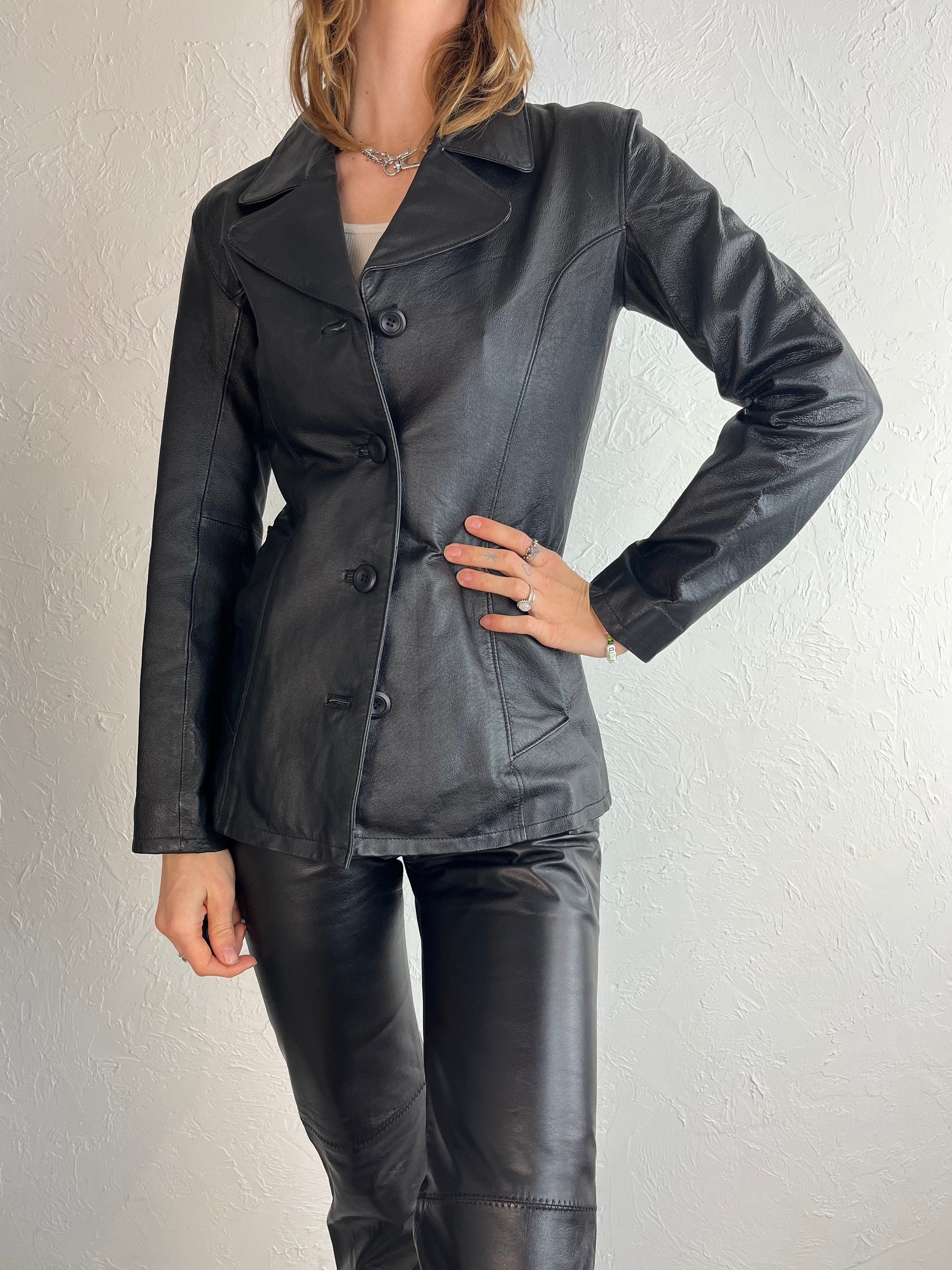Y2K 'le Chateau' Black Leather Jacket / XS - Etsy Canada Y2K 'le Chateau' Black Leather Jacket / XS - Etsy Canada
