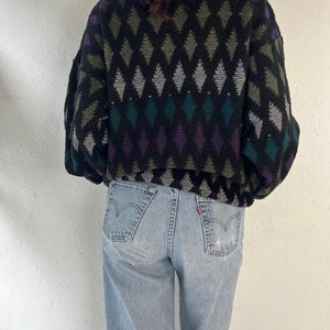 90s 'Jonathan Bryan' Diamond Acrylic Knit Sweater / Medium