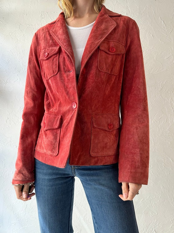 Y2k 'Danier' Red Suede Jacket / Small - image 4