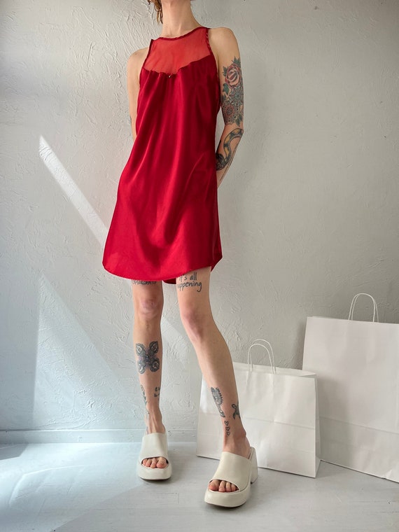 90s mini slip dress 90s 'jessica' Red Mini Slip Dress / Medium