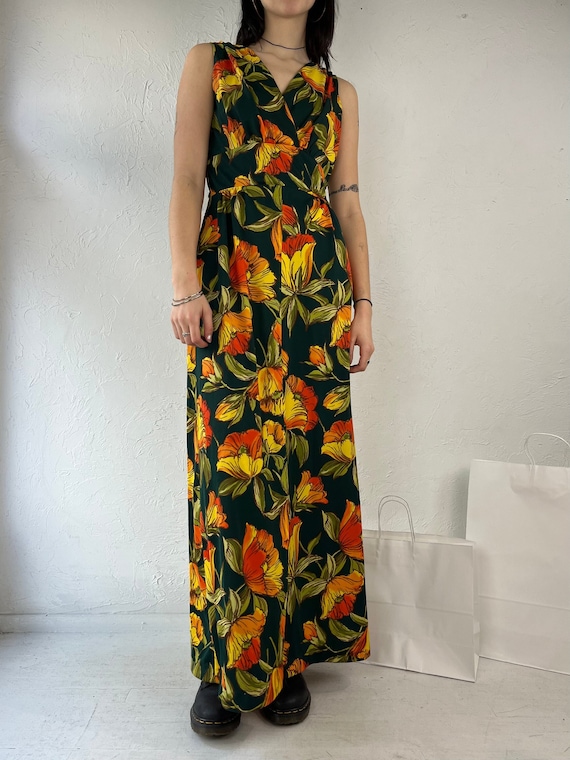 70s 'Gina Rinaldi' Floral Print Maxi Dress / Small - image 1
