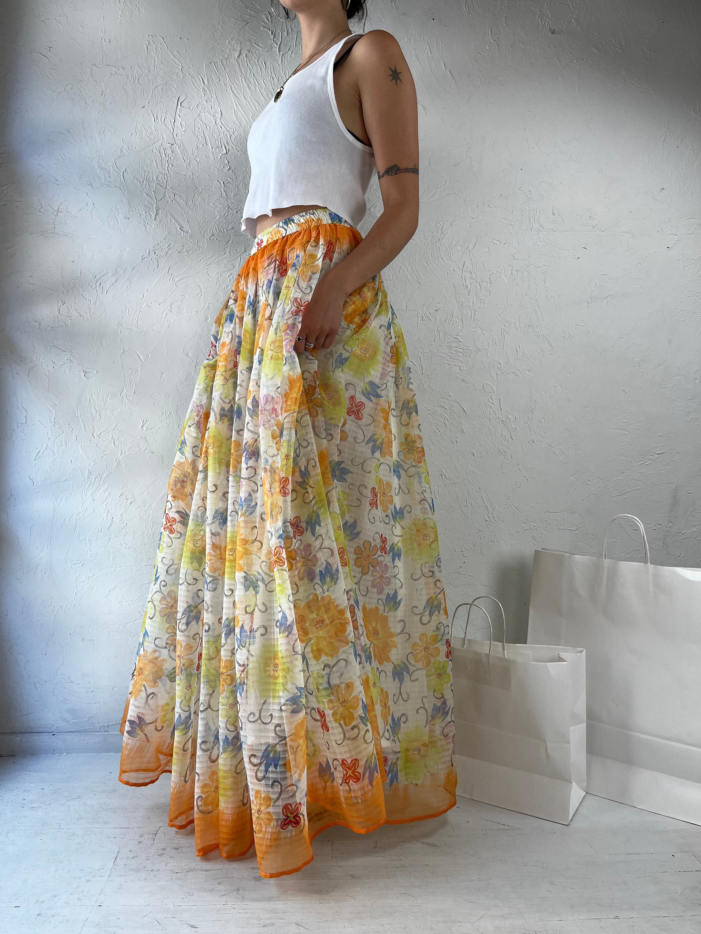 Long Floral Skirt Etsy