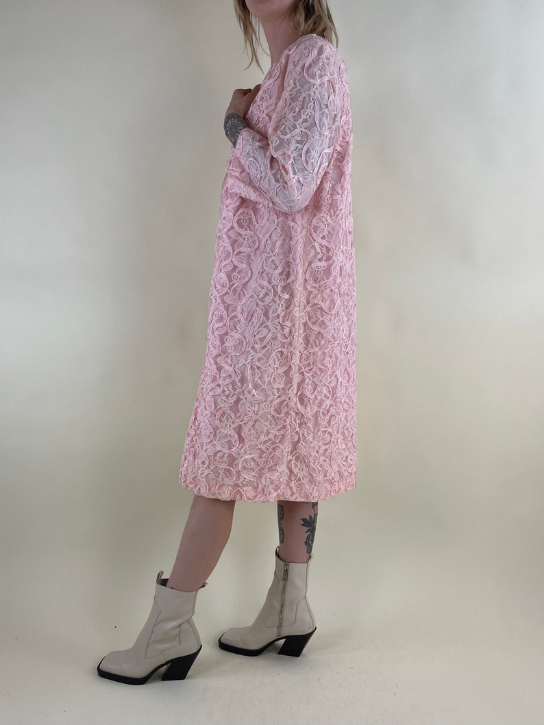 60s Pink Lace Two-Piece Dress and Coat Set / Small Medium image 5