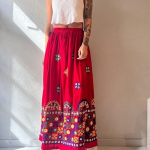 Vintage Red Maxi Skirt / Small - Medium