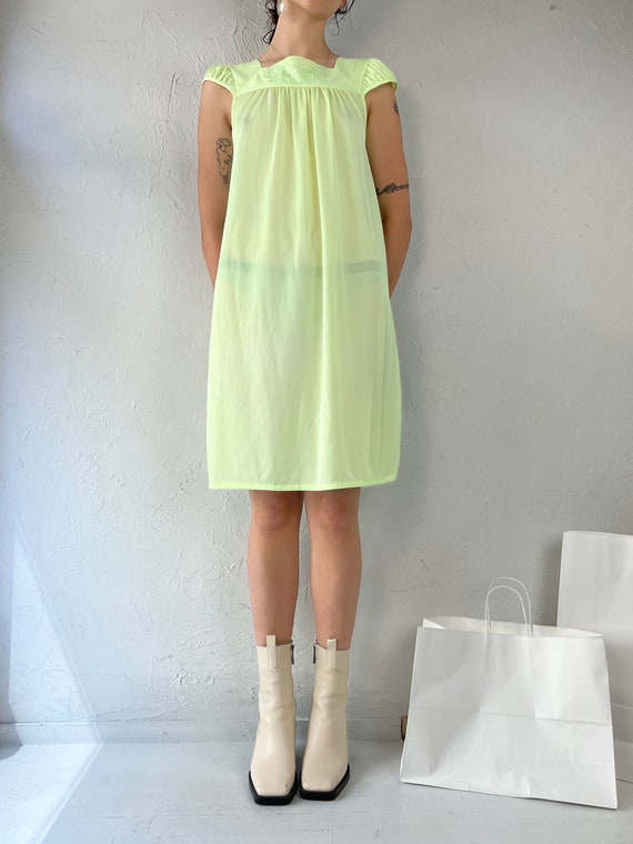 90s Lime Green Floral Mini Dress main image 1