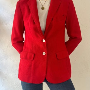 60s 70s 'Evan Picone' Red Blazer Jacket / Union Made / Small