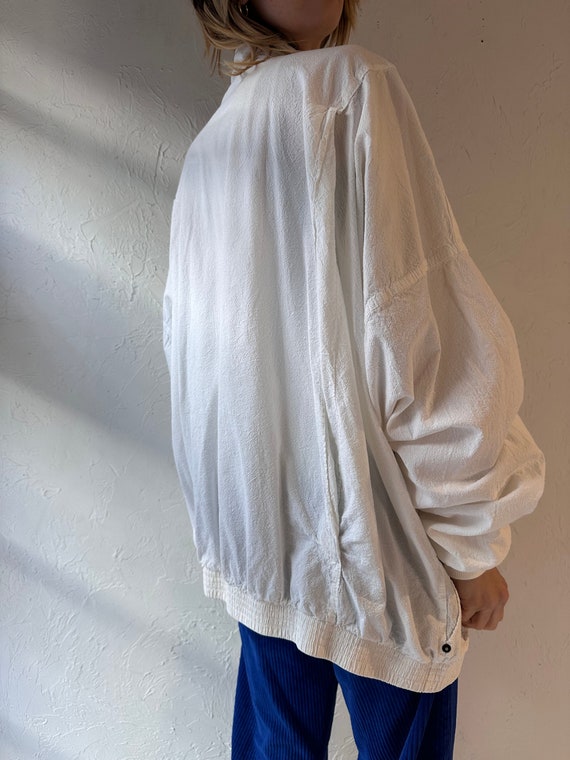 90s 'Ezze Wear' White Cotton Jacket / XL - image 6