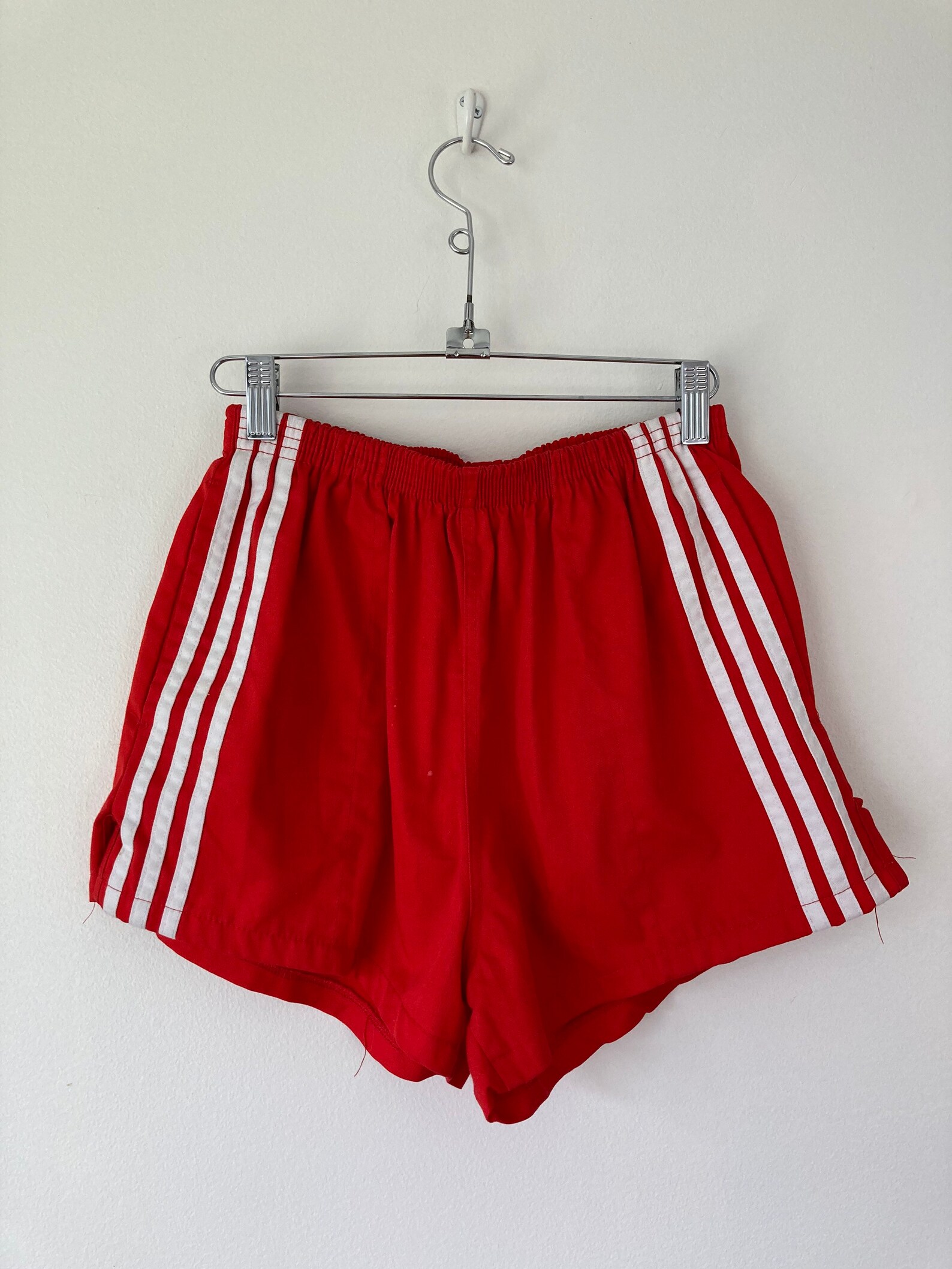 80s Red & White Activewear striped shorts // Small Etsy
