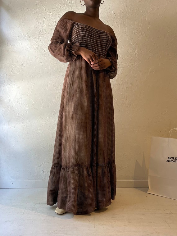 Vintage Handmade Brown Polka Dot Maxi Dress / Cottage Core Peasant Dress / Medium - Etsy Vintage Handmade Brown Polka Dot Maxi Dress / Cottage Core Peasant Dress / Medium - Etsy