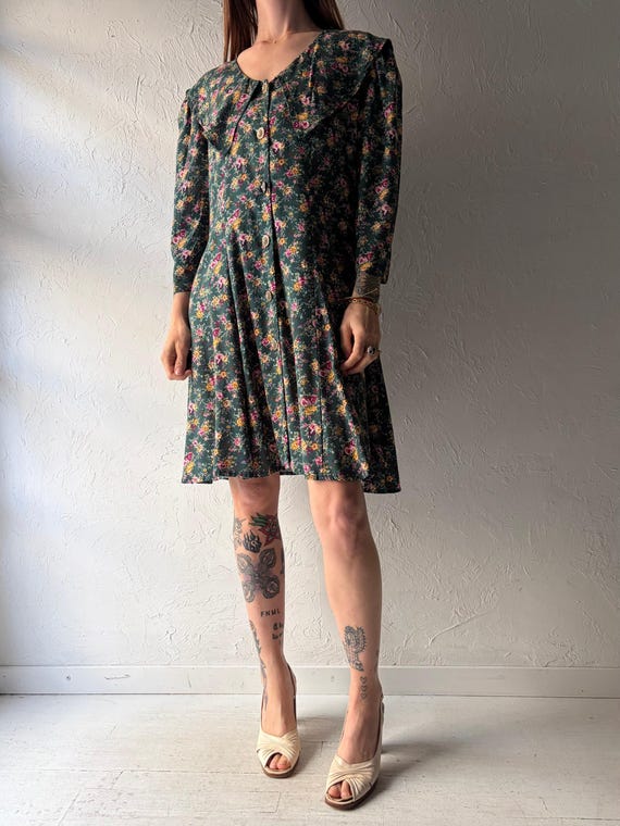 paris sport club dress 90s 'paris Club' Green Floral Sailor Spring / Large Color:Frost Rose Floral midi Color: Lavender Velvet Leaf Qipao Dress,