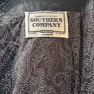 80s 'Southern Company' Black Leather Jacket / Medium