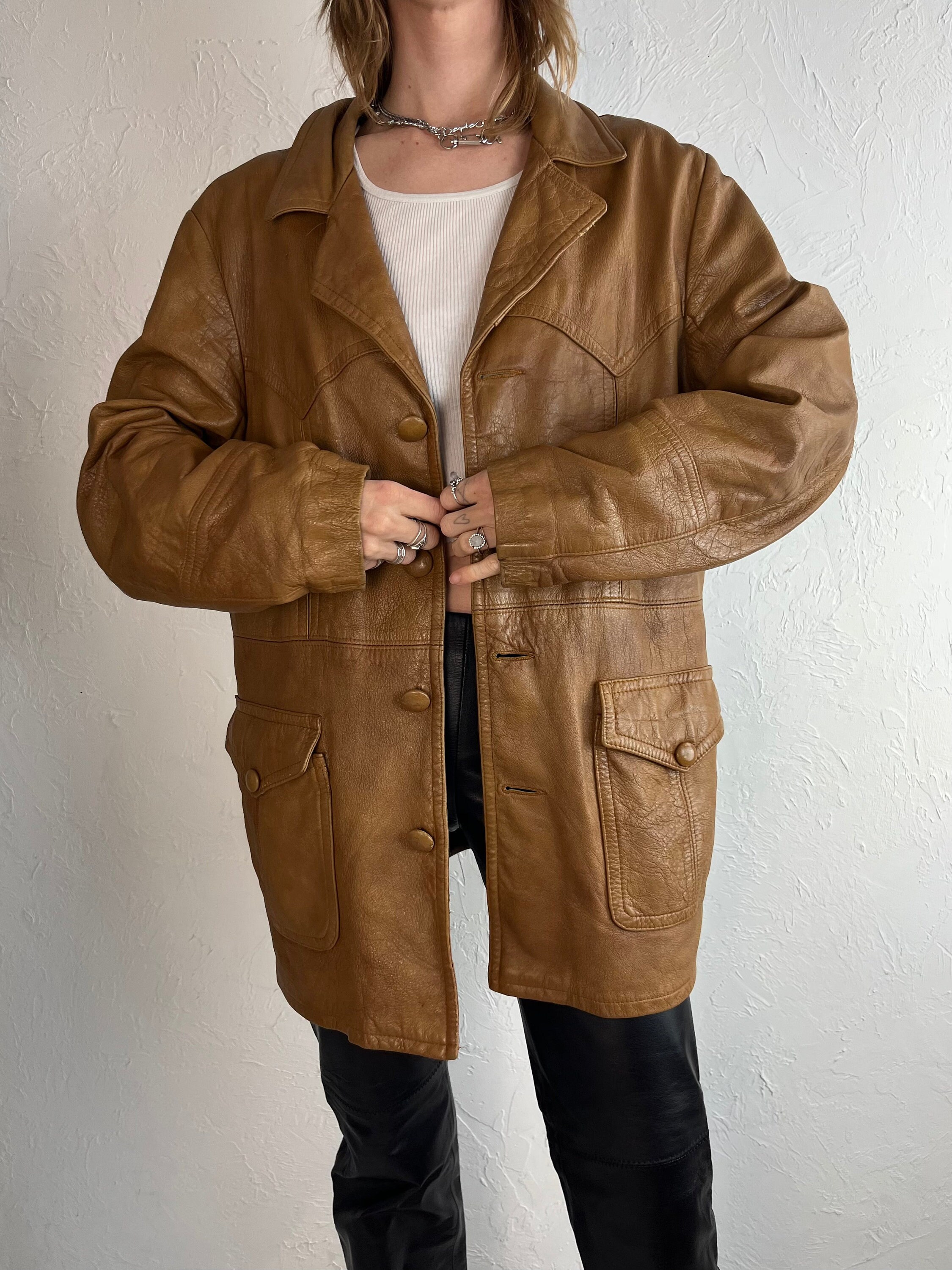 80s 'symax' Brown Leather Jacket / Medium - Etsy Canada