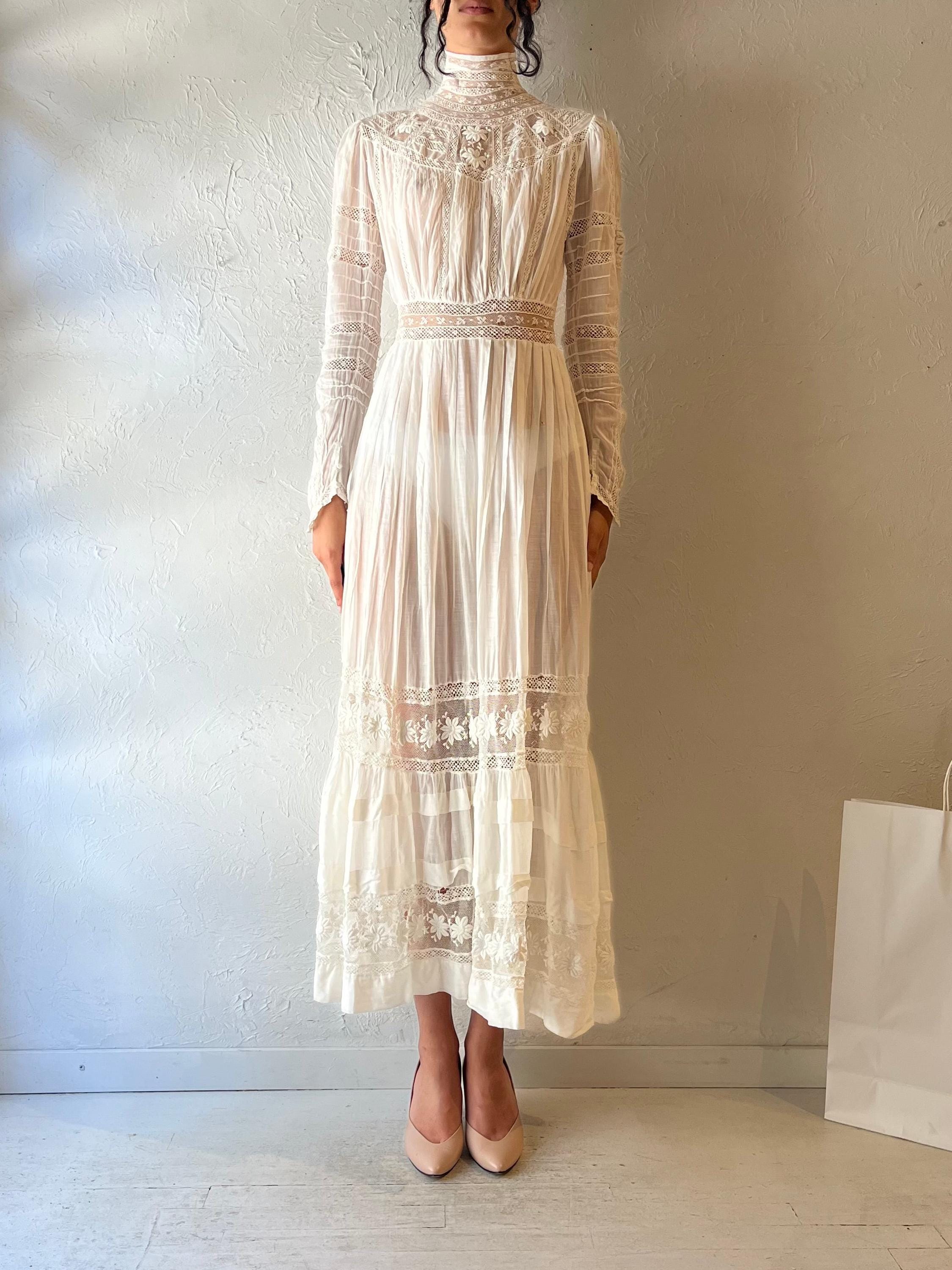 Cream Vintage Lace Dress - Etsy Ireland