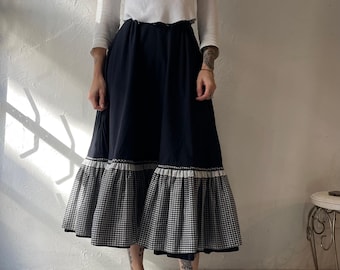 Falda vaquera estilo western negra de los años 70, estilo cottage core, estilo "Stage West" (talla XS)