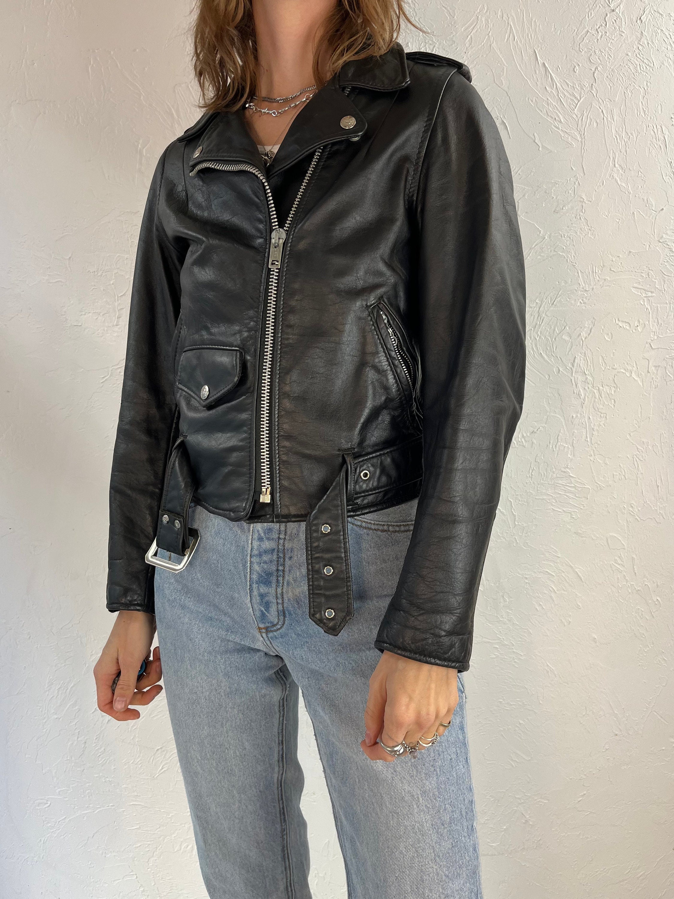 70s 80s 'perfecto Schott' RARE Leather Moto Jacket / Small 70s 80s 'perfecto Schott' RARE Leather Moto Jacket / Small