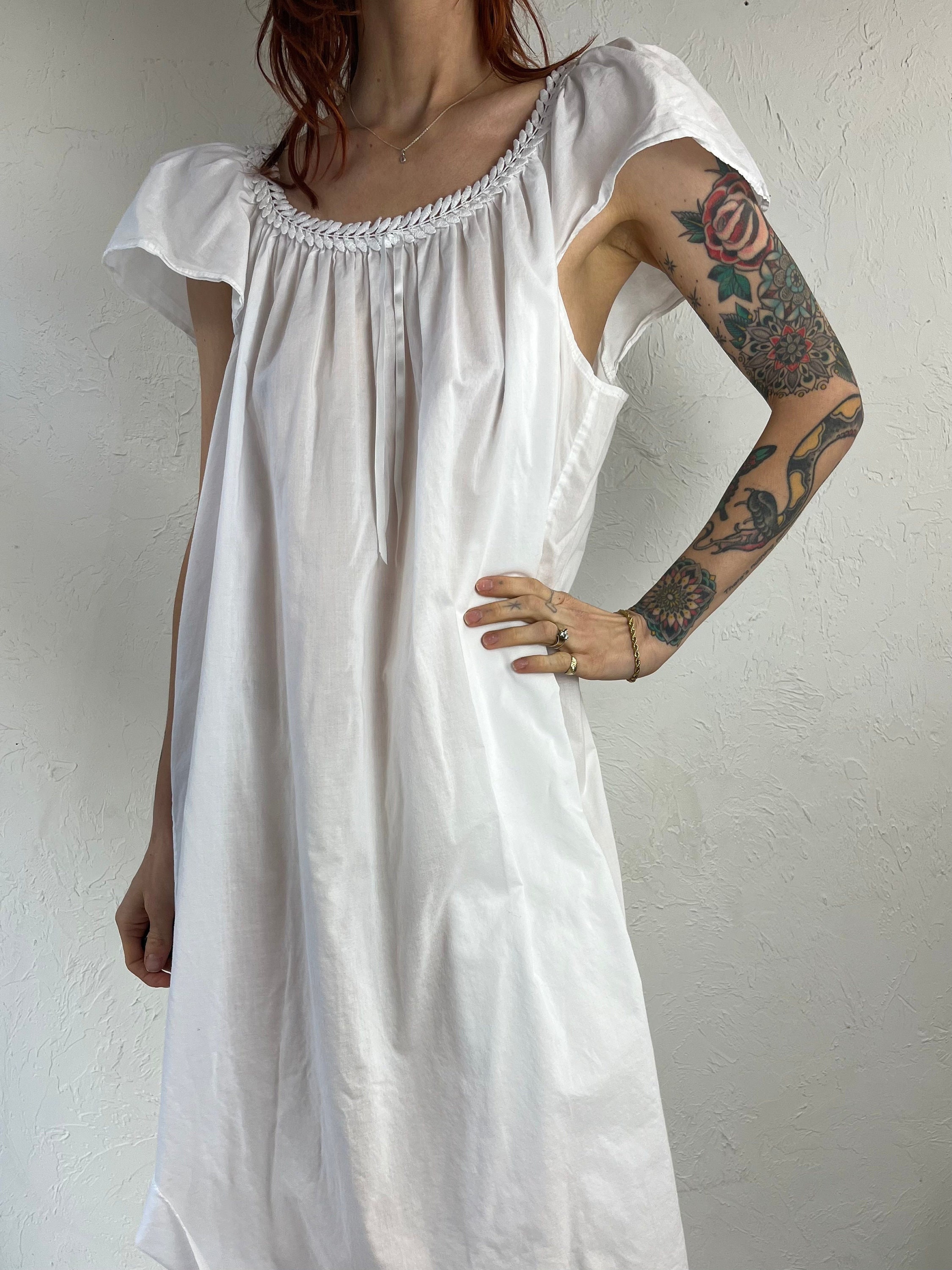 Y2K 'french Maid' White Cotton Peasant Dress / Medium Etsy