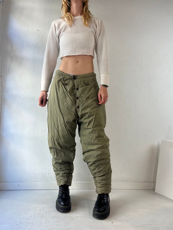 Vintage Army Green Quilted Pants / Medium - image 1