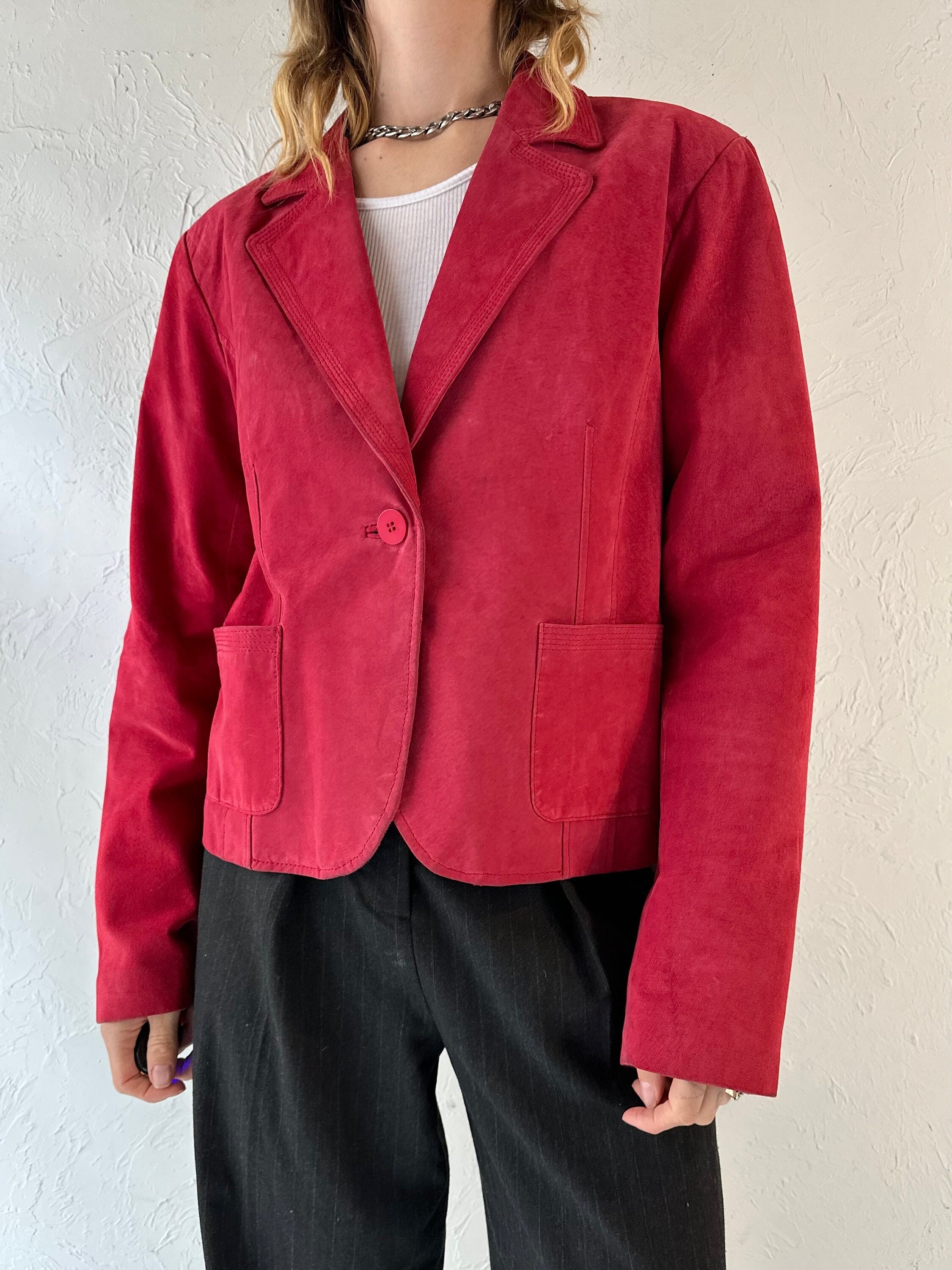 Y2k alfani Red Suede Jacket Large Etsy Ireland