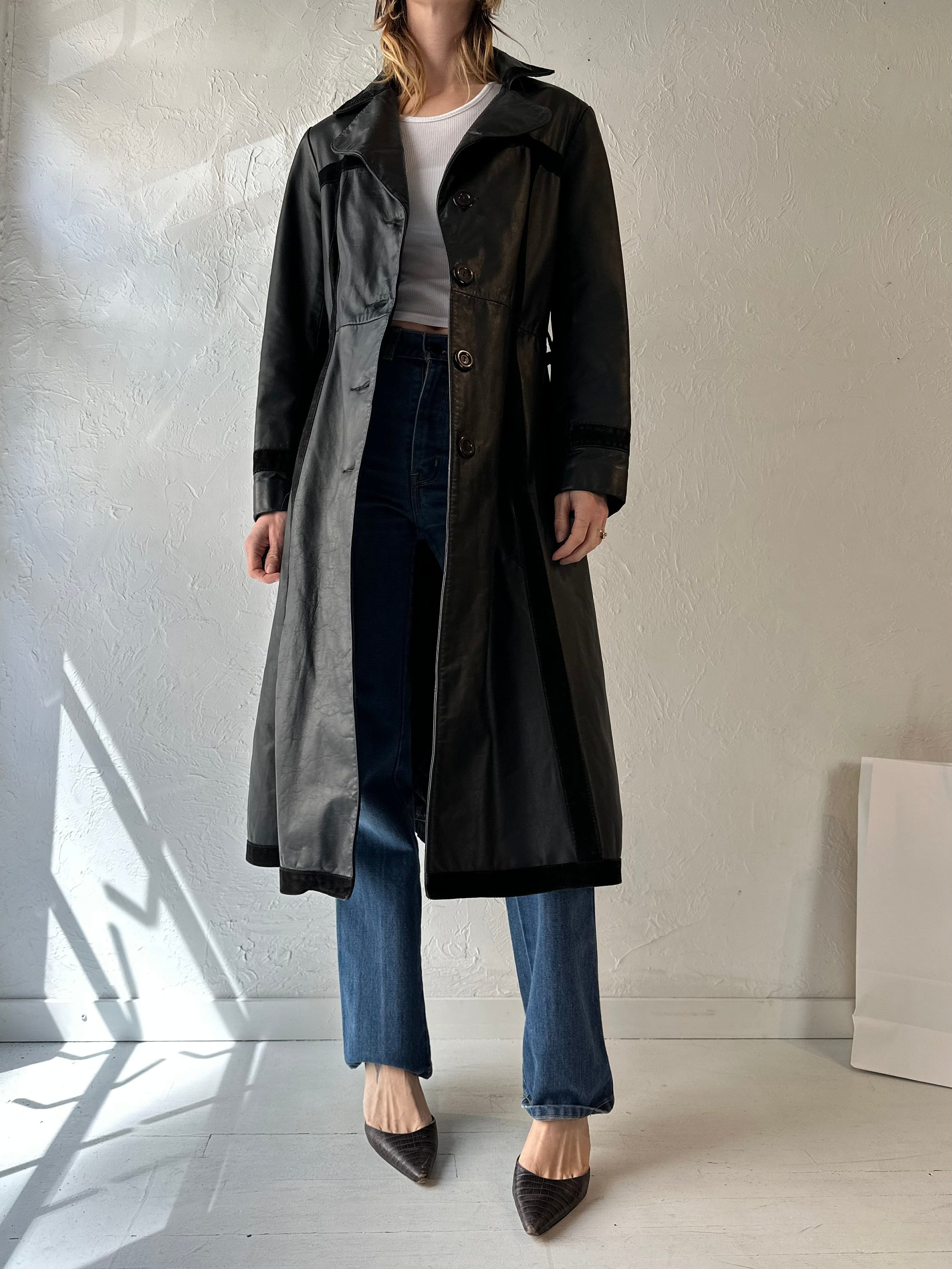 品多く Leather Black 'sears' Vintage Trench Canada Etsy - Small / Coat ジャケット・アウター