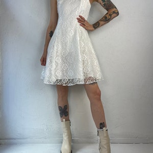 90s White Lace Party Dress / Small - Medium