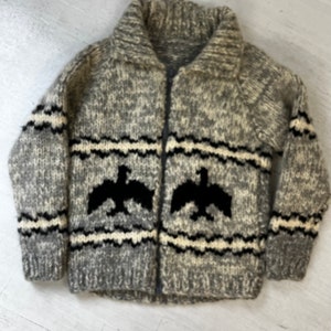 Vintage Kids Gray Wool Eagle Zip Up Sweater / Youth Medium - Large