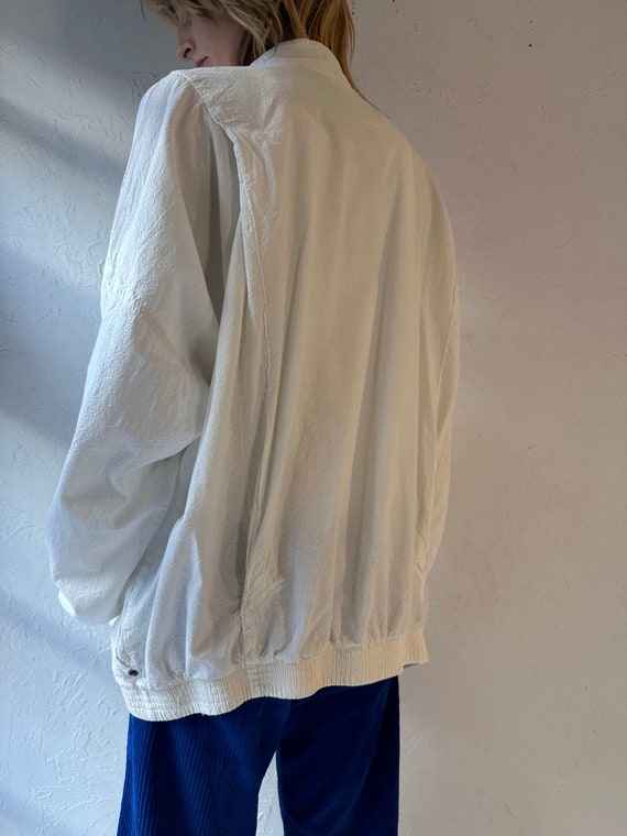 90s 'Ezze Wear' White Cotton Jacket / XL - image 4