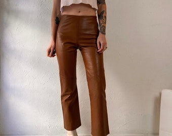 90s 'Danier' Brown Leather Pants / Small