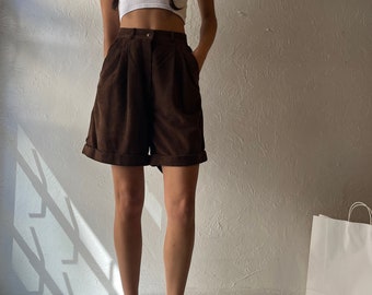 Pantalones cortos de ante marrón 'Courreges' de los años 70 / Pequeños