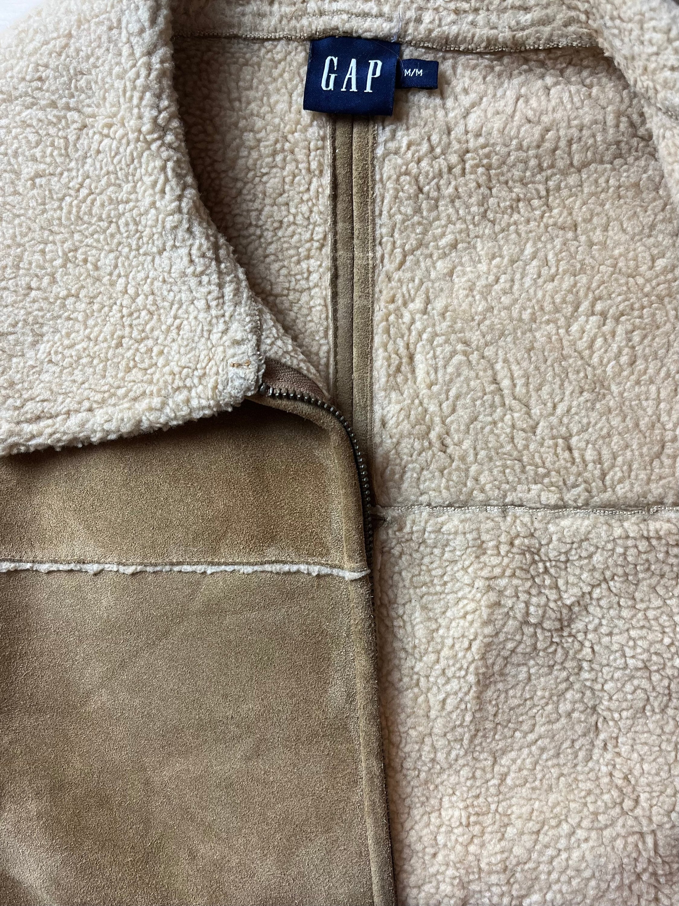 Y2k 'gap' Suede Leather Faux Shearling Lined Jacket / Medium