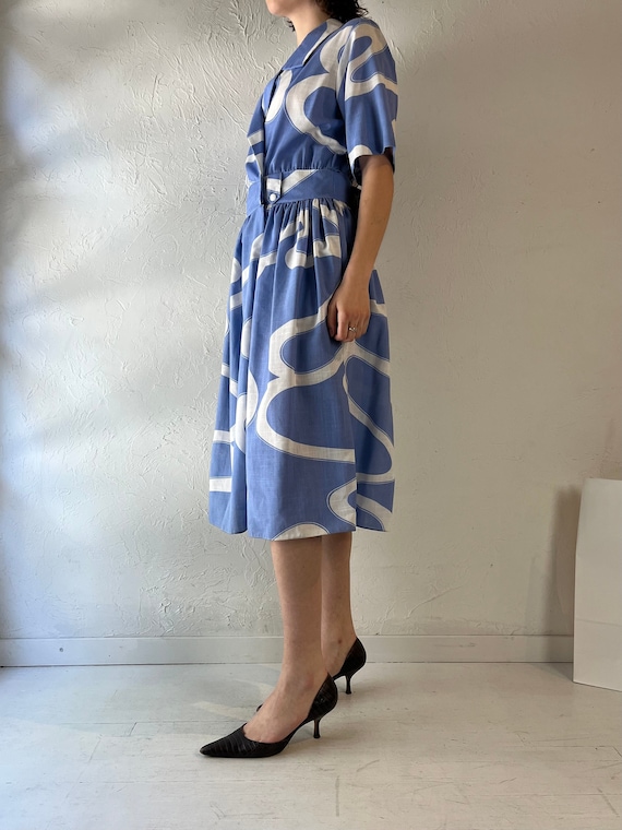 70s 'Miss Oops California' Blue Midi Dress / Medi… - image 4
