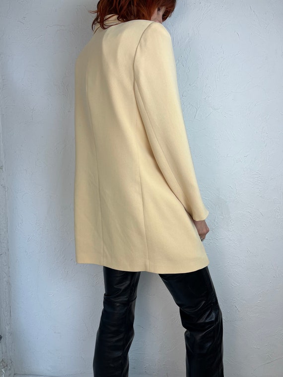 90s 'Emanuel' Pale Yellow Oversized Blazer jacket… - image 2