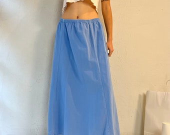 90s 'Ezze Wear' Blue Cotton Maxi Skirt / Medium