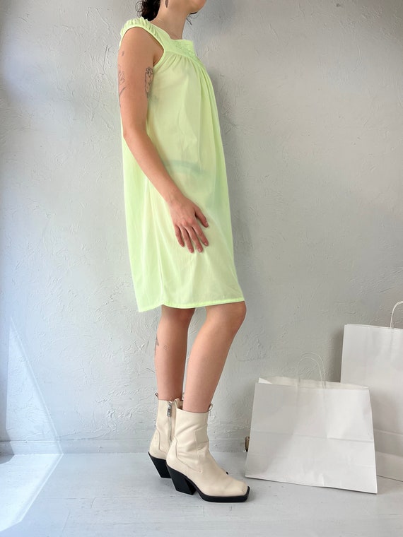 90s Lime Green Floral Mini Dress