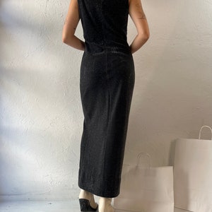 80s 'Nu Mode' Black Sparkly Cut Out Evening Dress / Medium
