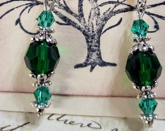 Green crystal earrings