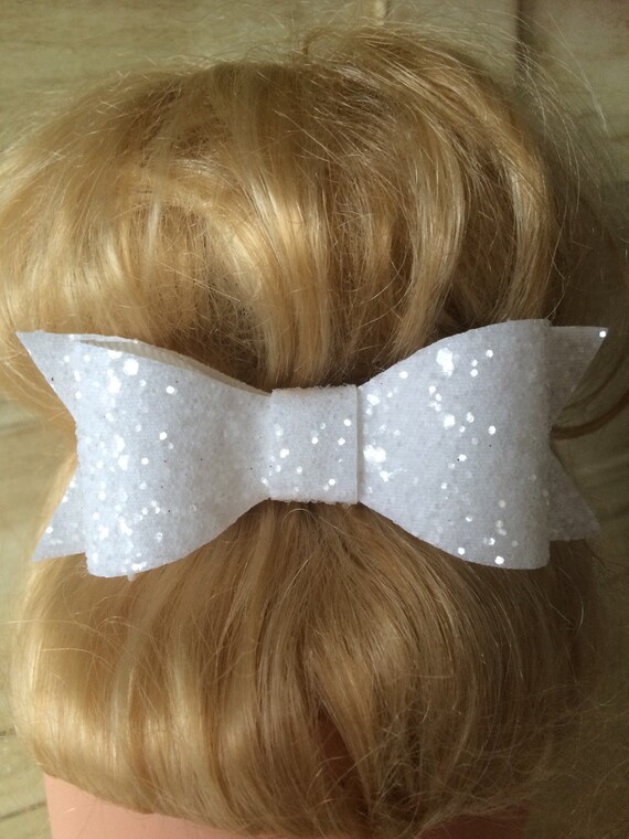 Snow White Handmade Chunky Glitter Sparkly Hair Bow Clip Or Etsy