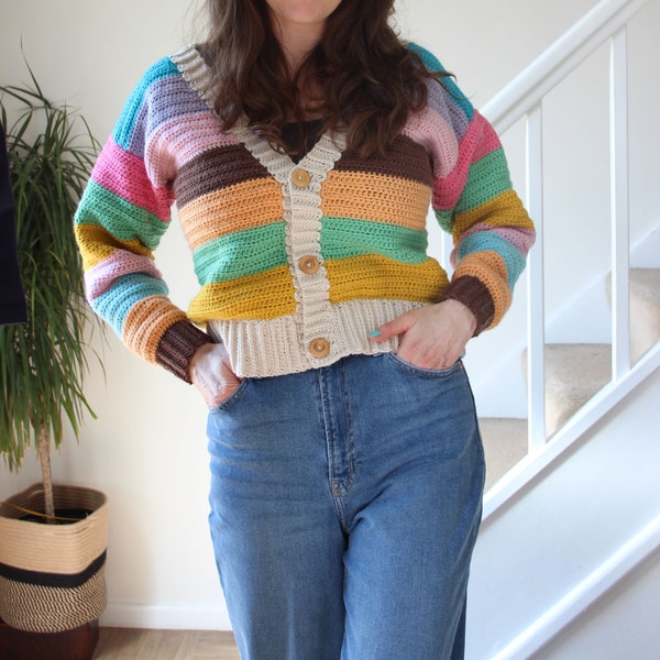 The Perfect Cardigan. A Striped Crochet Cardigan PDF written pattern.