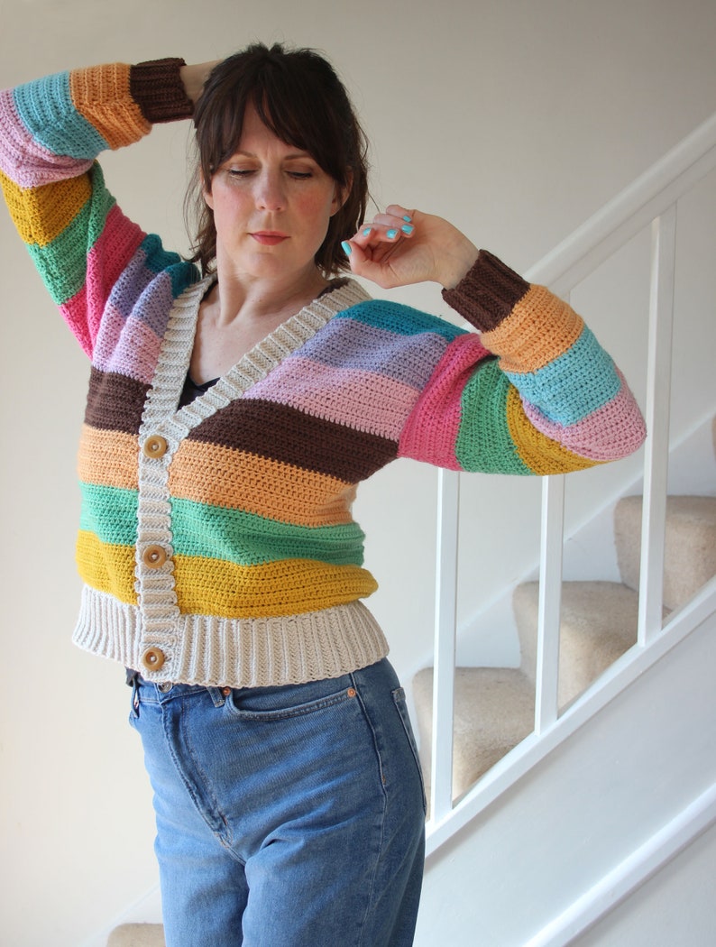 The Perfect Cardigan. A Striped Crochet Cardigan PDF written pattern. image 3