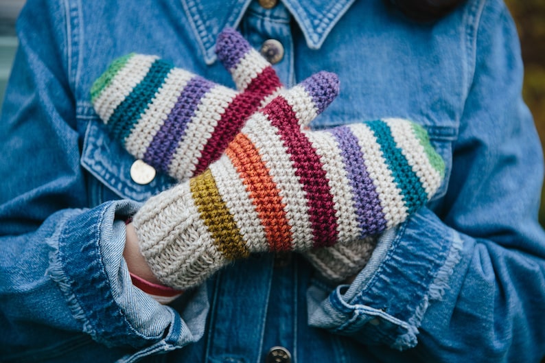 Bifrost crochet mittens. A PDF written Pattern. image 1