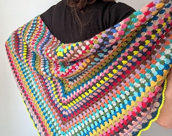 Written Crochet Pattern for a Granny Stripe Shawl