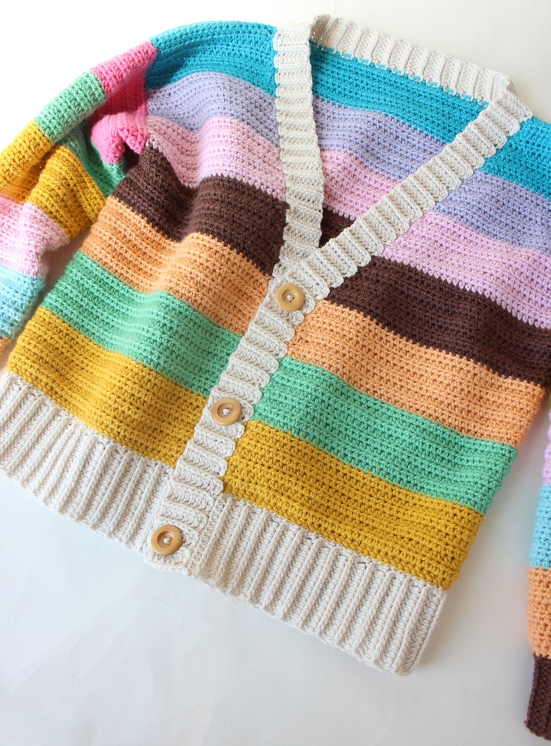 The Perfect Cardigan. A Striped Crochet Cardigan PDF written pattern. image 2