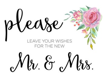 Wishes for the new Mr. & Mrs. |  Printable Digital Download