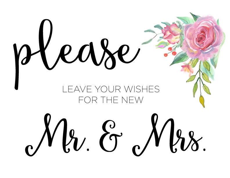 Wishes for the New Mr. &amp; Mrs. | Printable Digital Download - Etsy