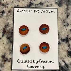 1/2 inch size Avocado Pit Buttons. $10 for 4, plus shipping. For hand wash garments only.