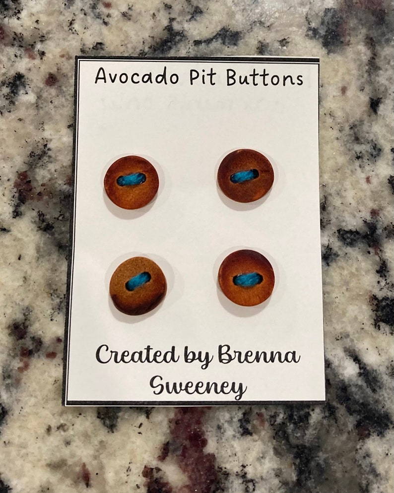 1/2 inch size Avocado Pit Buttons. $10 for 4, plus shipping. For hand wash garments only.