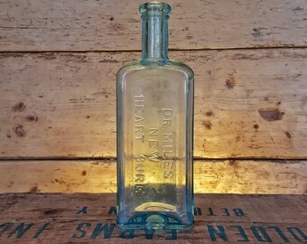Dr. Miles New Heart Cure Antique Glass Medicine Bottle (1890's)