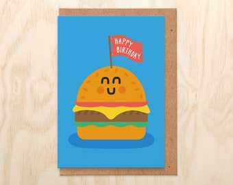 Happy Birthday Burger Card - Cute Foodie Birthday Card, Brother, Friend