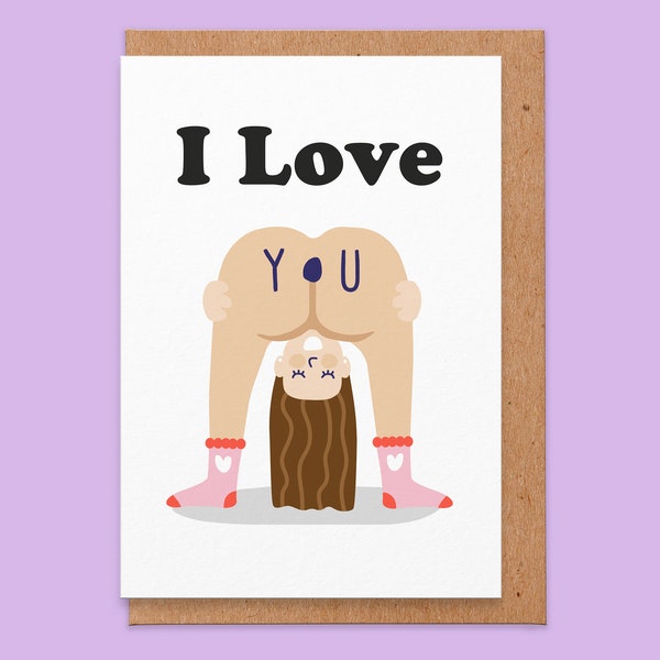 Funny Anniversary Card, Funny Naked Woman Anniversary card, I Love You Bum Rude Anniversary Card, For Her, Wife, Girlfriend Valentines Card