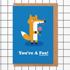 Cute Fox Card For Anniversary, Valentine's Day, Card For Boyfriend, Eco Greetings Cards, Cool Cards